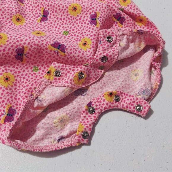 NWT Vintage Baby Bubble Romper Creeper New Girls 6 - 9 M Pink Butterfly Flower - Picture 7 of 11